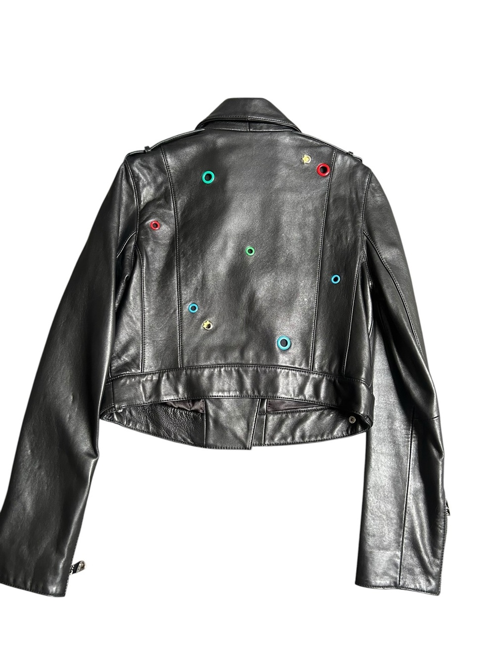 Sam Edelman colorful grommet leather moto jacket Size Small - Picture 3 of 11